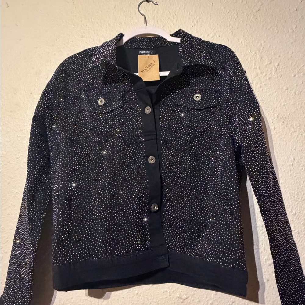 Black Rhinestone-Embellished Women's Jacket - Picture 4 of 4